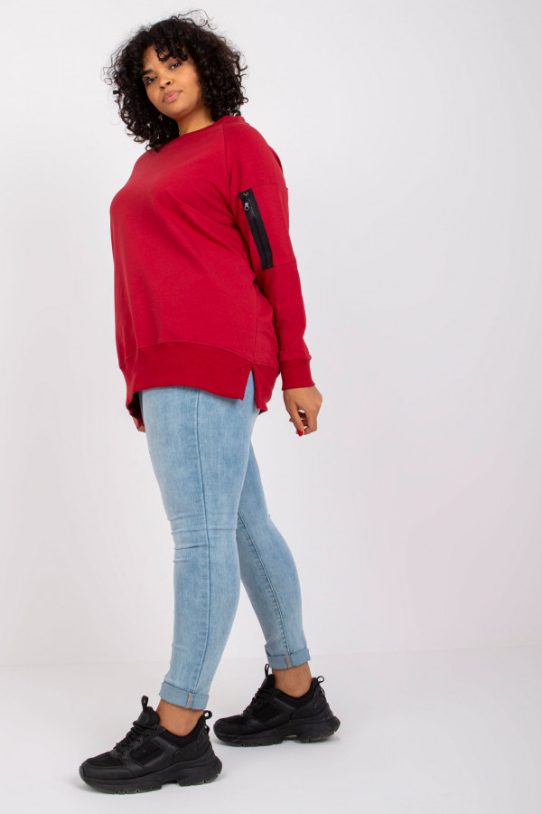Stylowa bluza damska plus size w kolorze czerwonym zamek print Alison 2