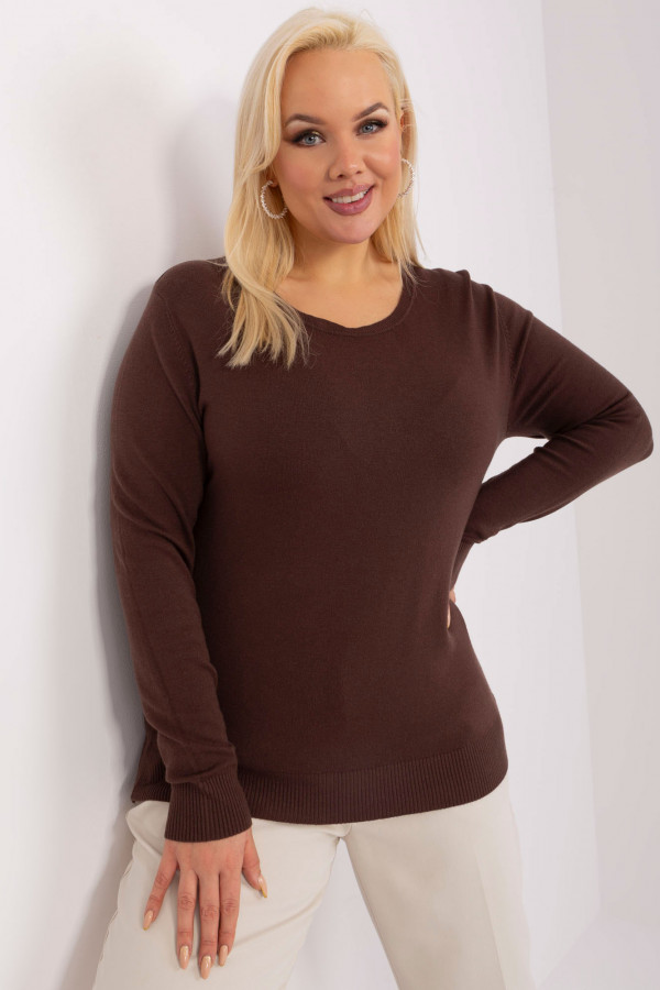 Sweter milutka bluzka damska plus size w kolorze brązowym Violet