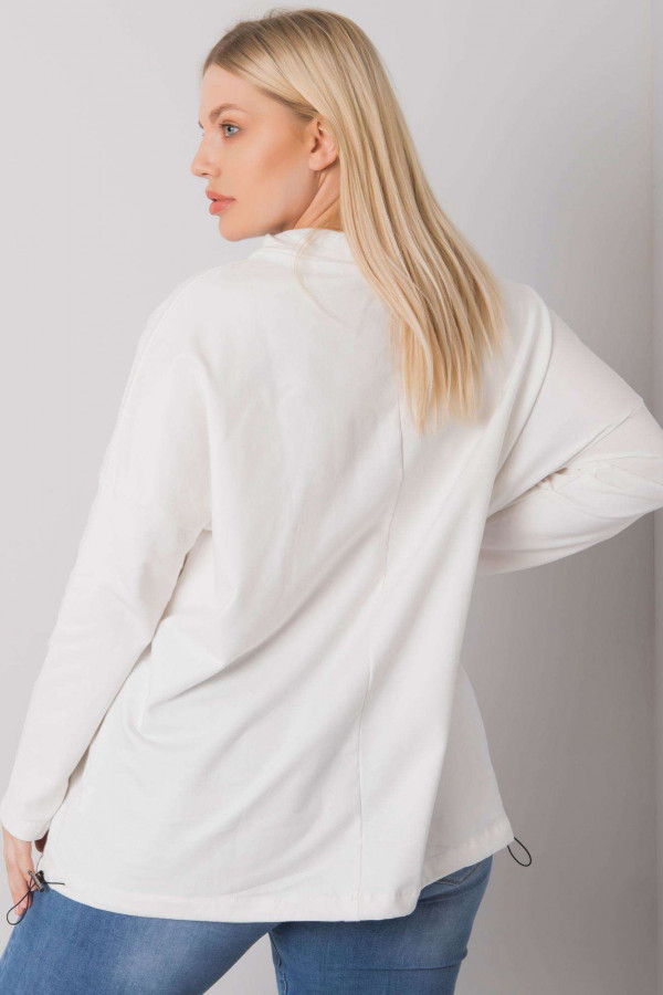 Bluza damska plus size w kolorze ecru oversize napisy kieszenie Fancy 4