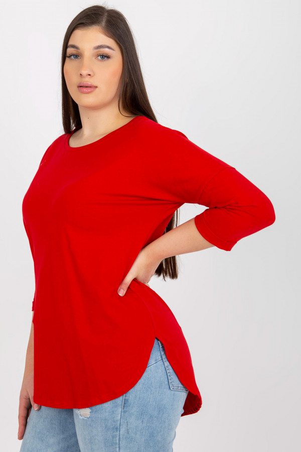 Bluzka damska plus size w kolorze czerwonym basic rękaw 3/4 Briana 4