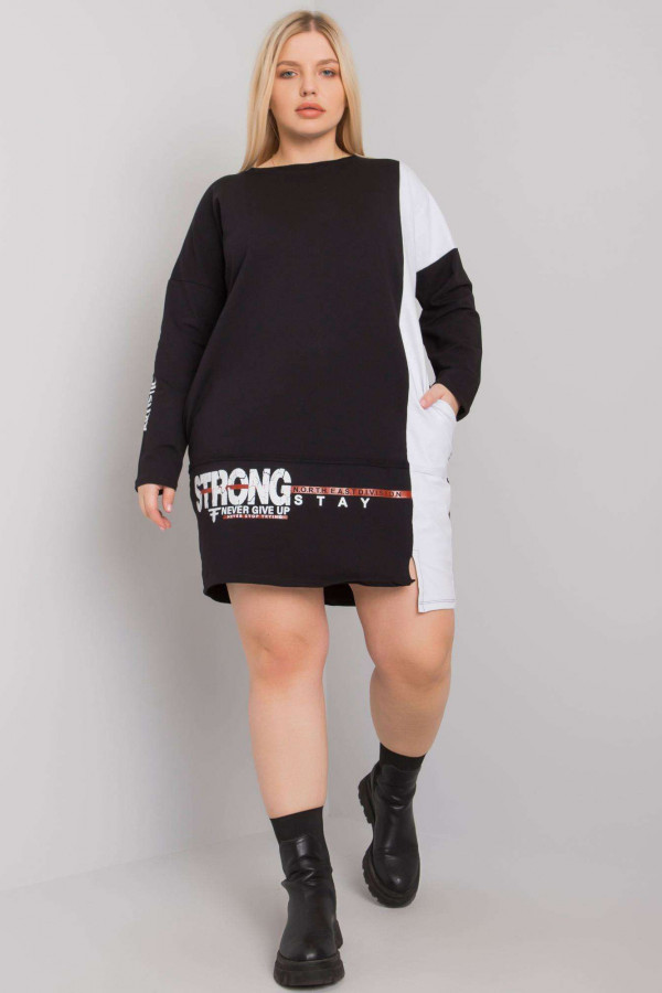 Sukienka dresowa plus size w kolorze czarnym z kieszeniami print Rella 1
