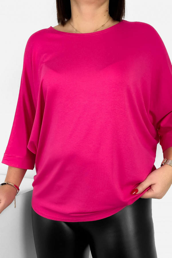 Duża luźna bluzka damska w kolorze fuksji nietoperz oversize jasmin 1