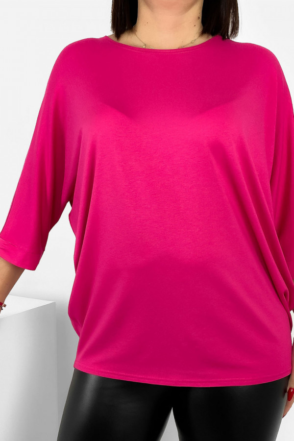 Duża luźna bluzka damska w kolorze fuksji nietoperz oversize jasmin 2
