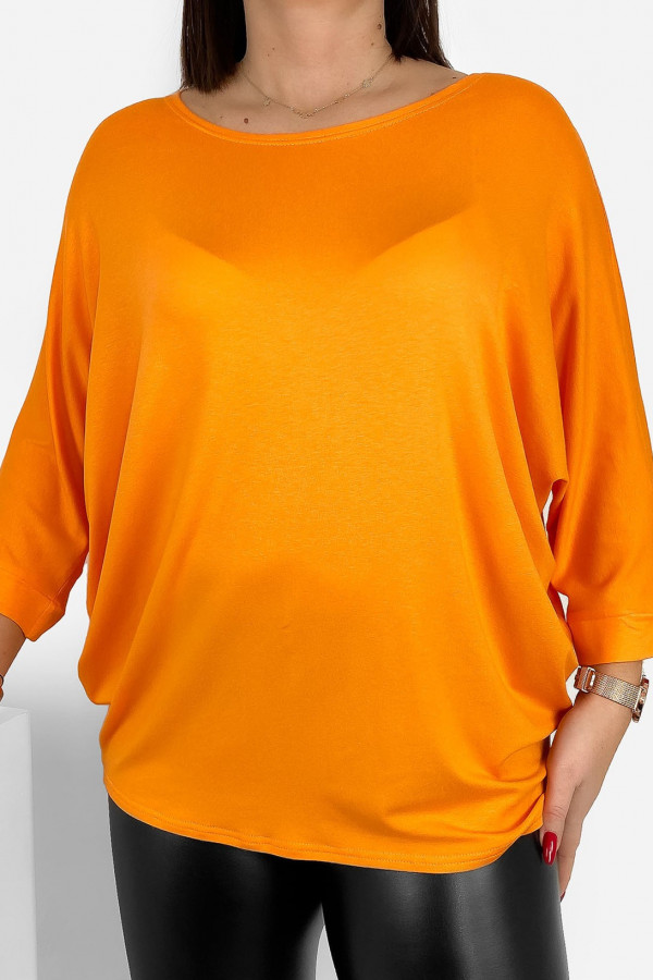 Duża luźna bluzka damska w kolorze pomarańczowym nietoperz oversize jasmin