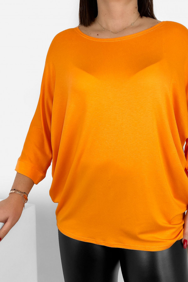 Duża luźna bluzka damska w kolorze pomarańczowym nietoperz oversize jasmin 1