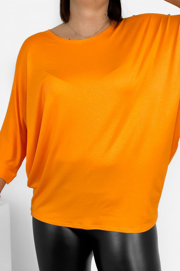 Duża luźna bluzka damska w kolorze pomarańczowym nietoperz oversize jasmin 2
