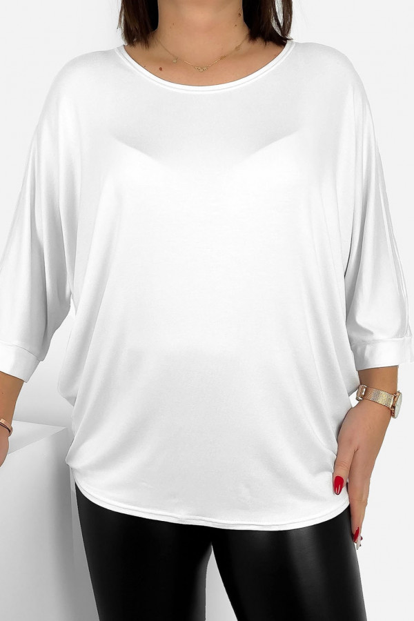 Duża luźna bluzka damska w kolorze białym nietoperz oversize jasmin