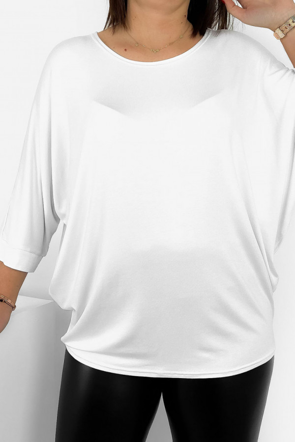 Duża luźna bluzka damska w kolorze białym nietoperz oversize jasmin 2