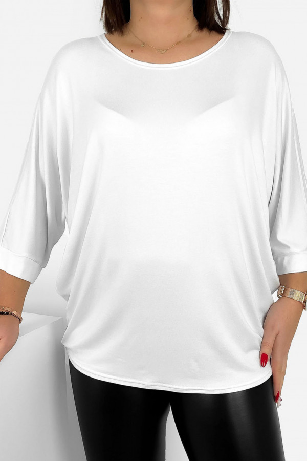 Duża luźna bluzka damska w kolorze białym nietoperz oversize jasmin 1