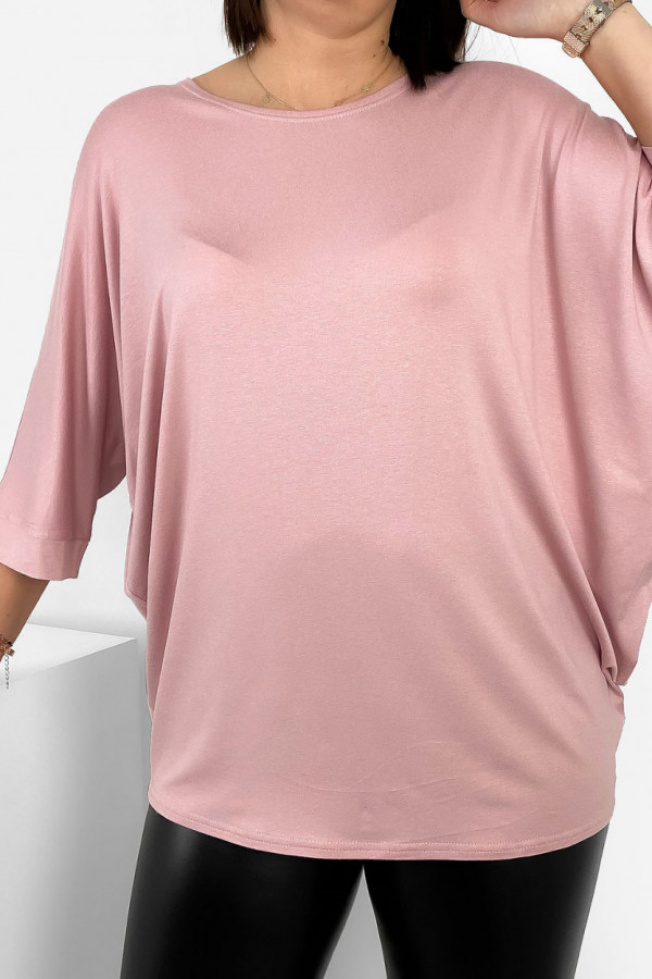 Duża luźna bluzka damska w kolorze pudrowym nietoperz oversize jasmin 2