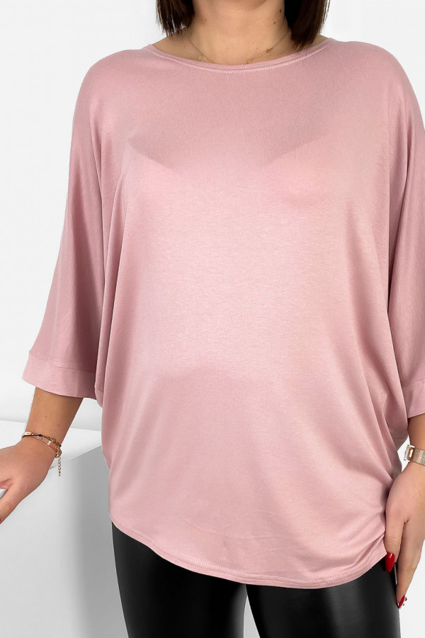 Duża luźna bluzka damska w kolorze pudrowym nietoperz oversize jasmin 1