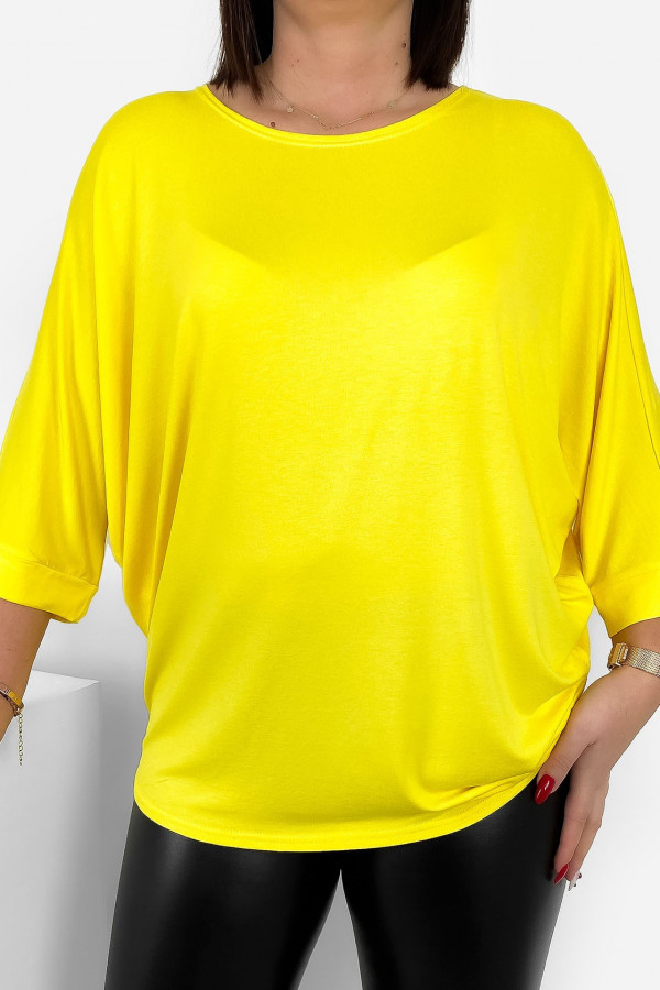 Duża luźna bluzka damska w kolorze żółtym nietoperz oversize jasmin
