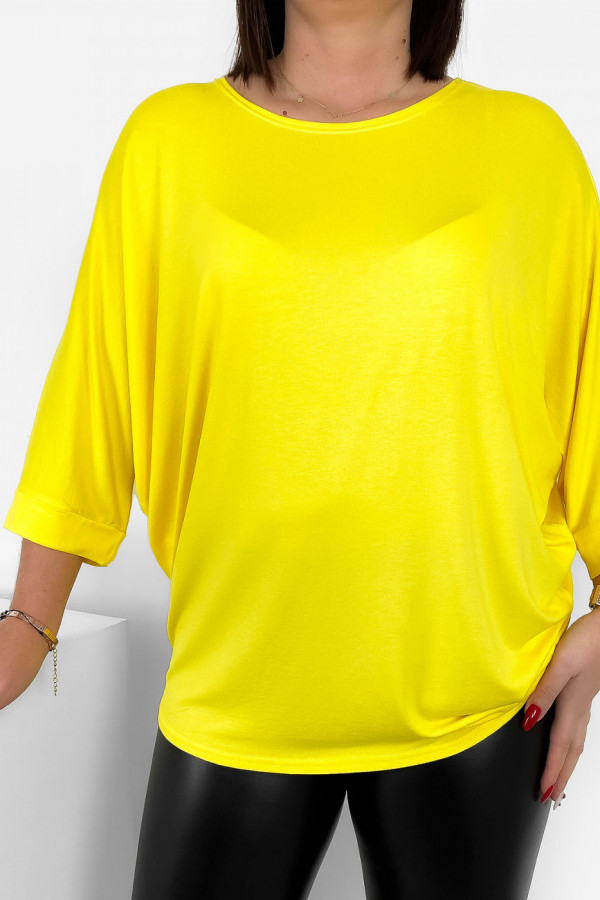 Duża luźna bluzka damska w kolorze żółtym nietoperz oversize jasmin 1