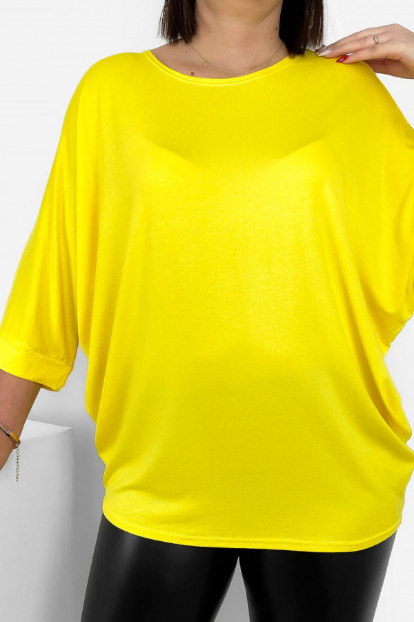 Duża luźna bluzka damska w kolorze żółtym nietoperz oversize jasmin 2