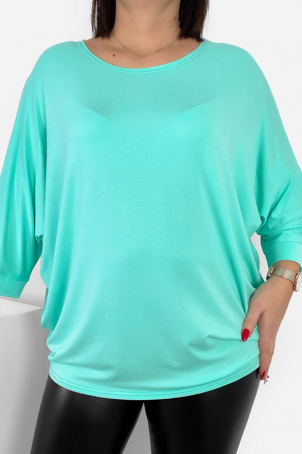 Duża luźna bluzka damska w kolorze miętowym nietoperz oversize jasmin