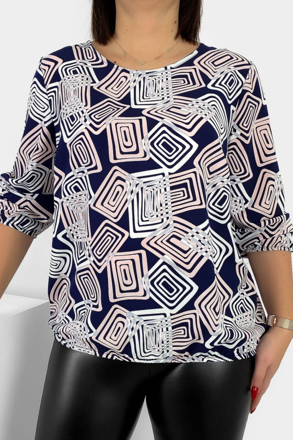 Kobieca bluzka damska plus size z gumką geometryczny wzór Tana
