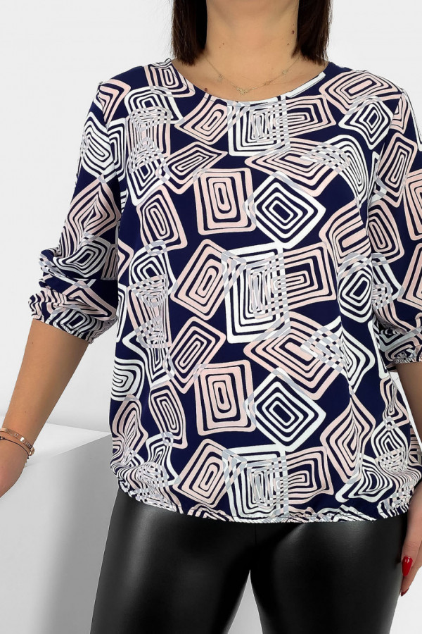 Kobieca bluzka damska plus size z gumką geometryczny wzór Tana 1
