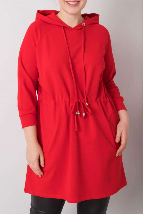 Bluza dresowa tunika plus size w kolorze czerwonym Dora