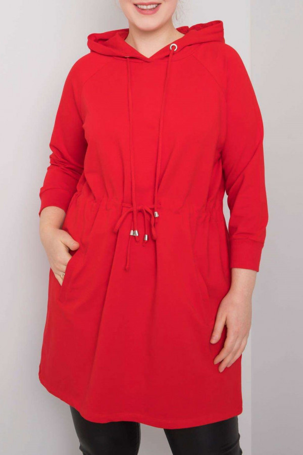 Bluza dresowa tunika plus size w kolorze czerwonym Dora 1