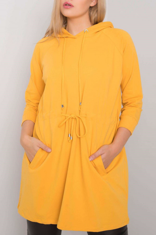 Bluza dresowa tunika plus size w kolorze żółtym Dora