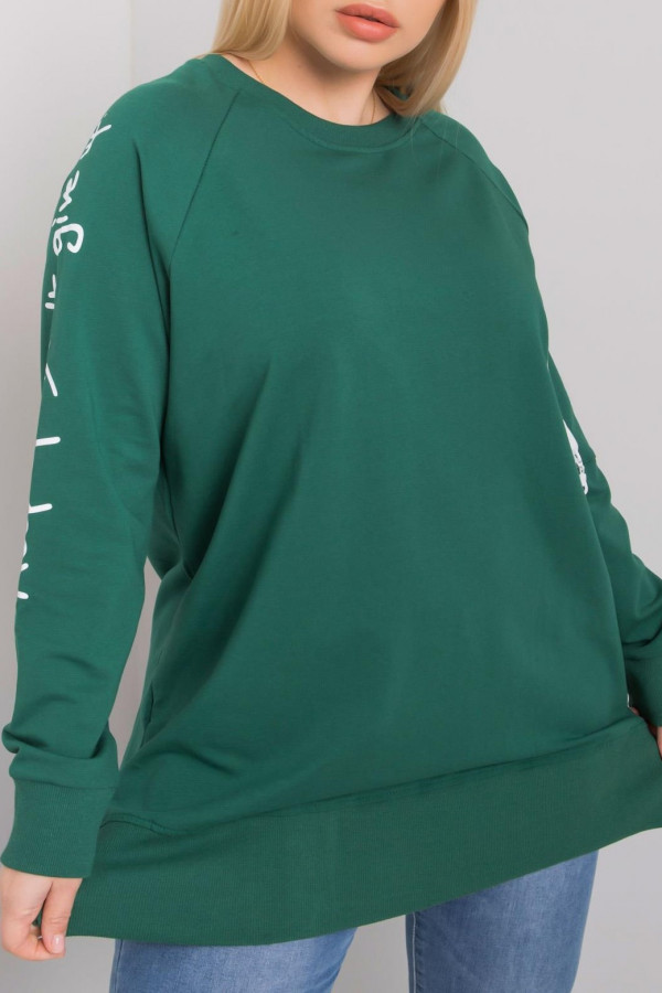Stylowa bluza damska plus size w kolorze zielonym zamek print Alison