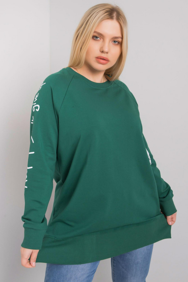 Stylowa bluza damska plus size w kolorze zielonym zamek print Alison 1