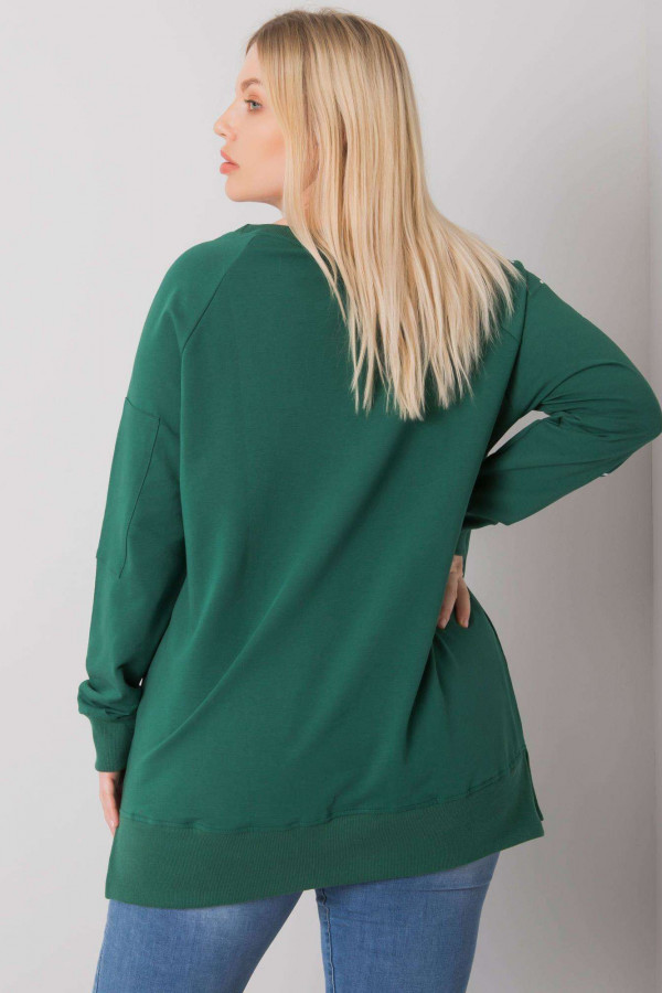 Stylowa bluza damska plus size w kolorze zielonym zamek print Alison 2