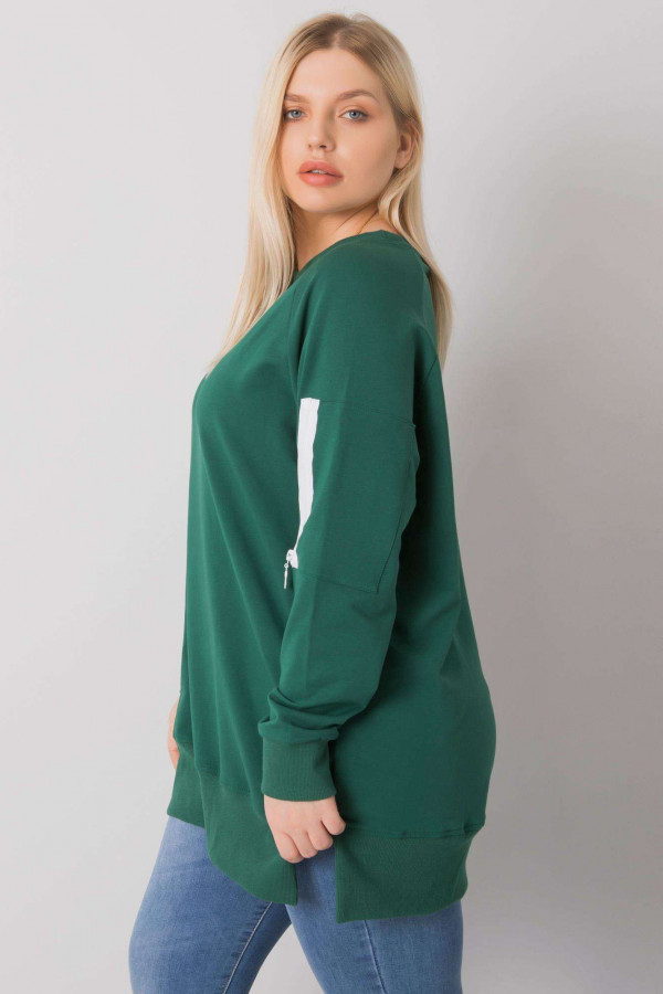 Stylowa bluza damska plus size w kolorze zielonym zamek print Alison 4