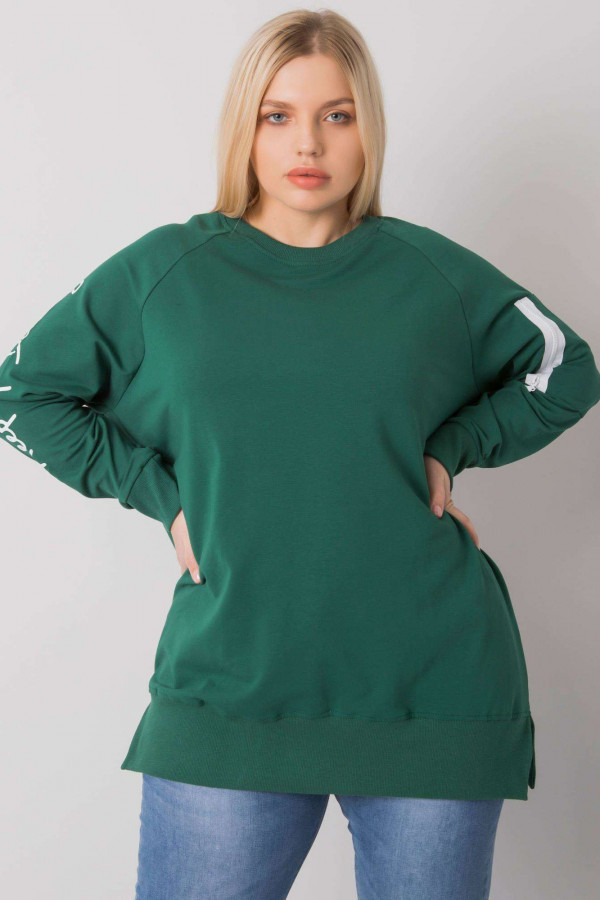 Stylowa bluza damska plus size w kolorze zielonym zamek print Alison 3