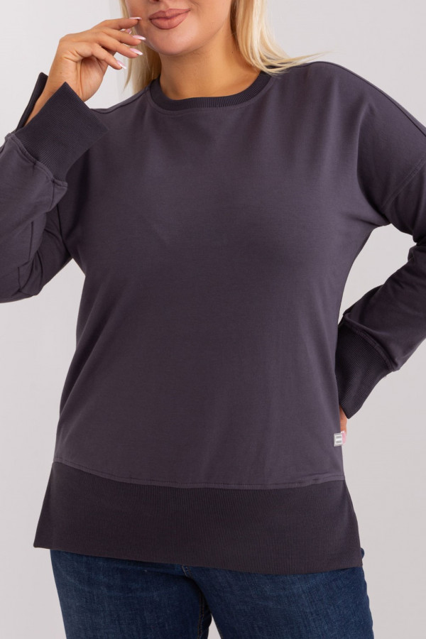 Bluza damska plus size w kolorze grafitowym rozcięcia Mirez
