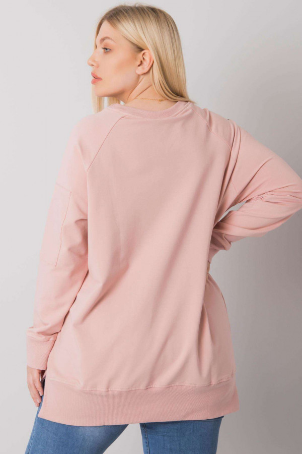 Stylowa bluza damska plus size w kolorze pudrowym zamek print Alison 4