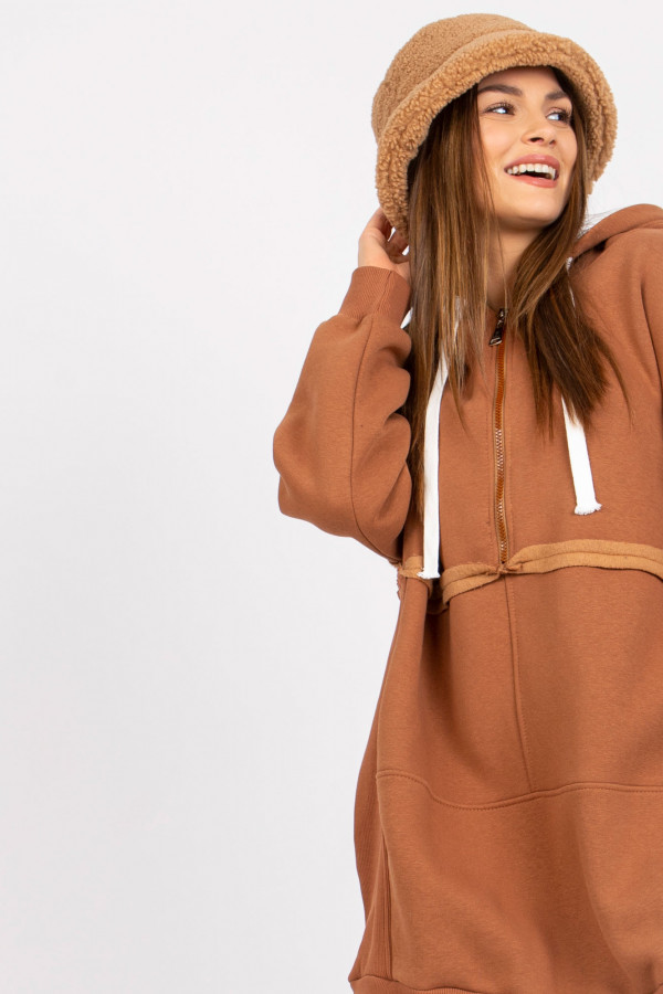 Bluza z kapturem w kolorze cynamonowym rozcięcia Sonia 6