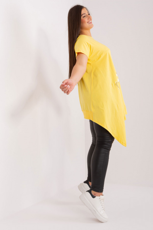 Asymetryczna bluzka tunika damska w kolorze żółtym z nadrukiem Adriana 5