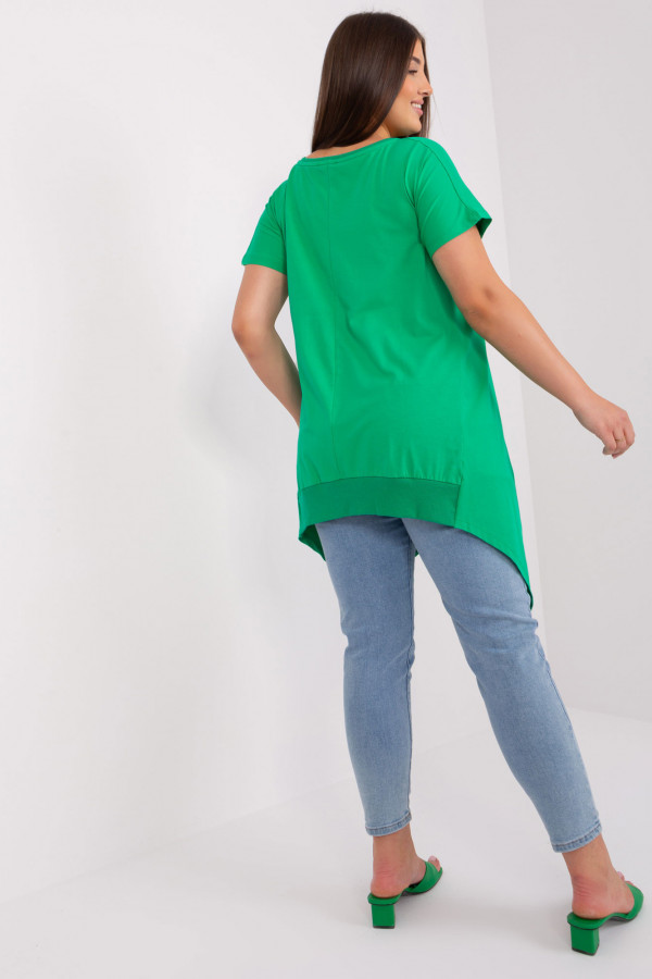 Asymetryczna bluzka tunika damska w kolorze zielonym z nadrukiem Adriana 3