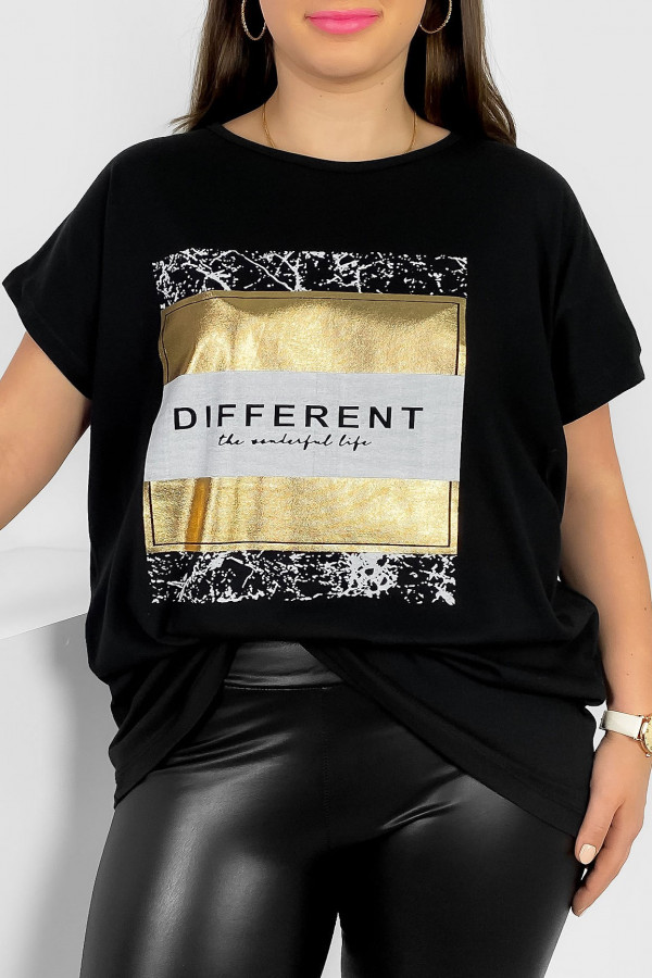 T-shirt damski plus size nietoperz w kolorze czarnym Different Meggi