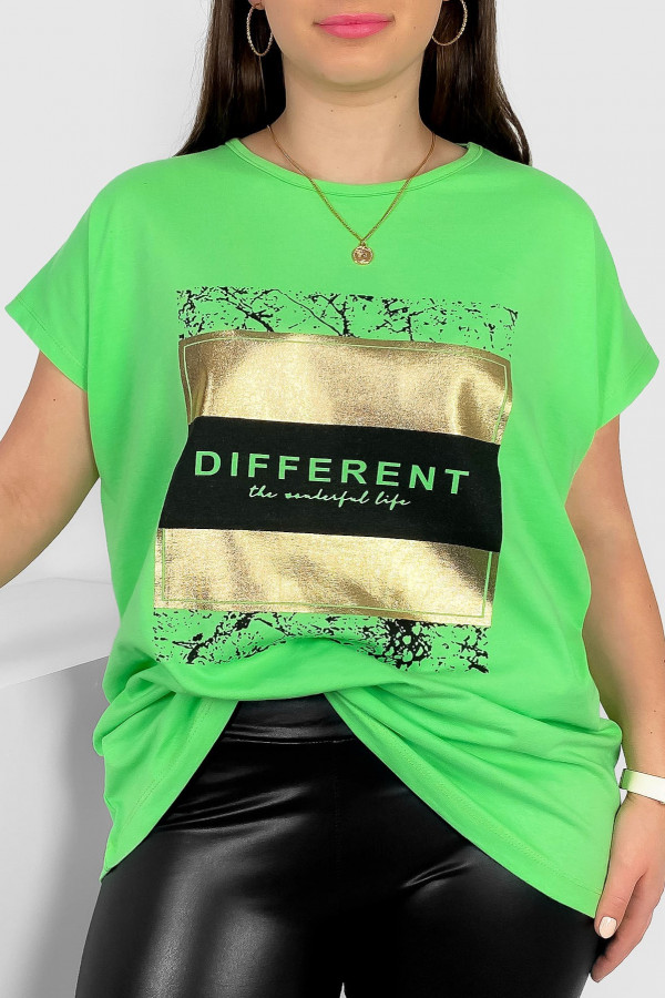 T-shirt damski plus size nietoperz w kolorze zielonym Different Meggi