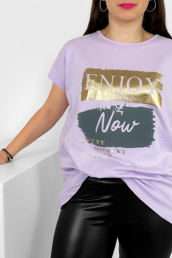 T-shirt damski plus size nietoperz w kolorze lila fiolet napisy Enjoy Meggi 1