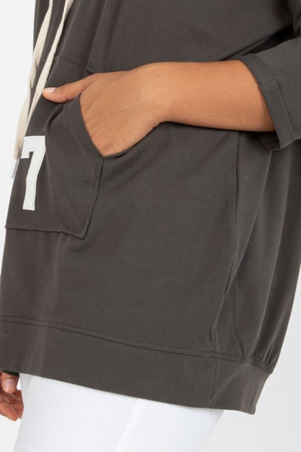 Bluza damska plus size w kolorze dark khaki print napis College 3