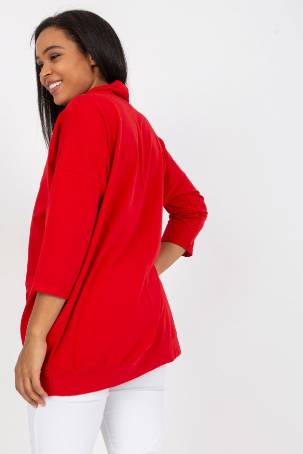 Bluza damska plus size w kolorze czerwonym print napis College 4