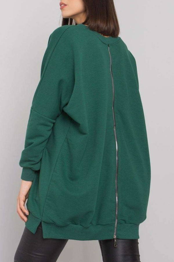 Tunika dresowa plus size bluza w kolorze zielonym w serek napis print ZIP Mova