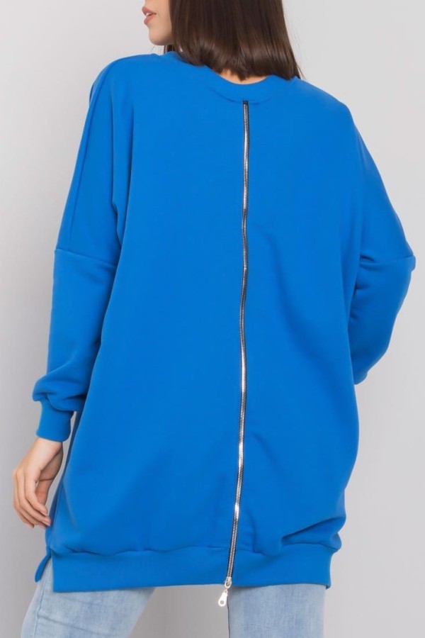 Tunika dresowa plus size bluza w kolorze niebieskim w serek napis print ZIP Mova