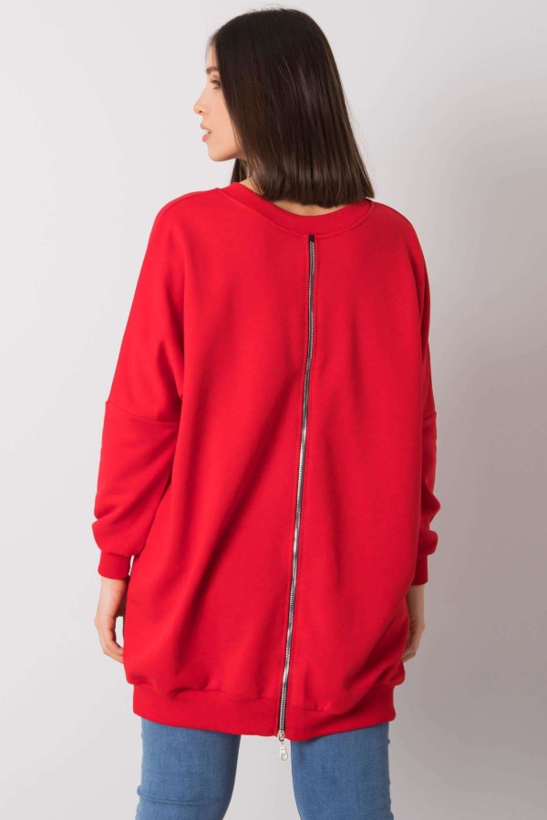 Tunika dresowa plus size bluza w kolorze czerwonym w serek napis print ZIP Mova 2