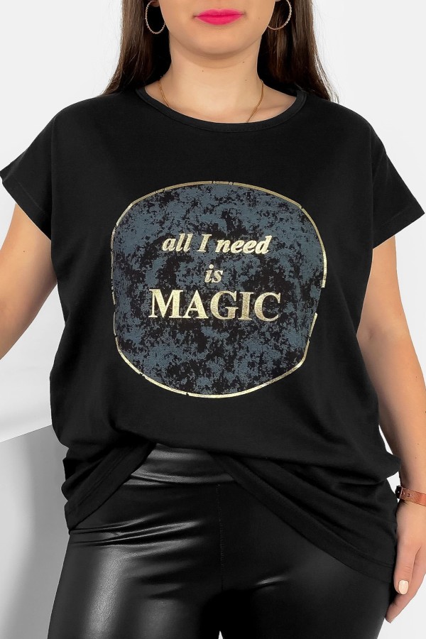 T-shirt damski plus size nietoperz w kolorze czarnym magic Torro