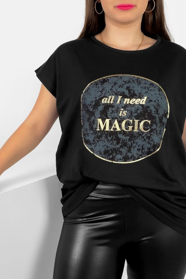 T-shirt damski plus size nietoperz w kolorze czarnym magic Torro 1