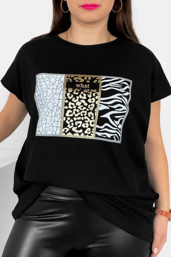 T-shirt damski plus size nietoperz w kolorze czarnym wzór zwierzęcy Emir 2
