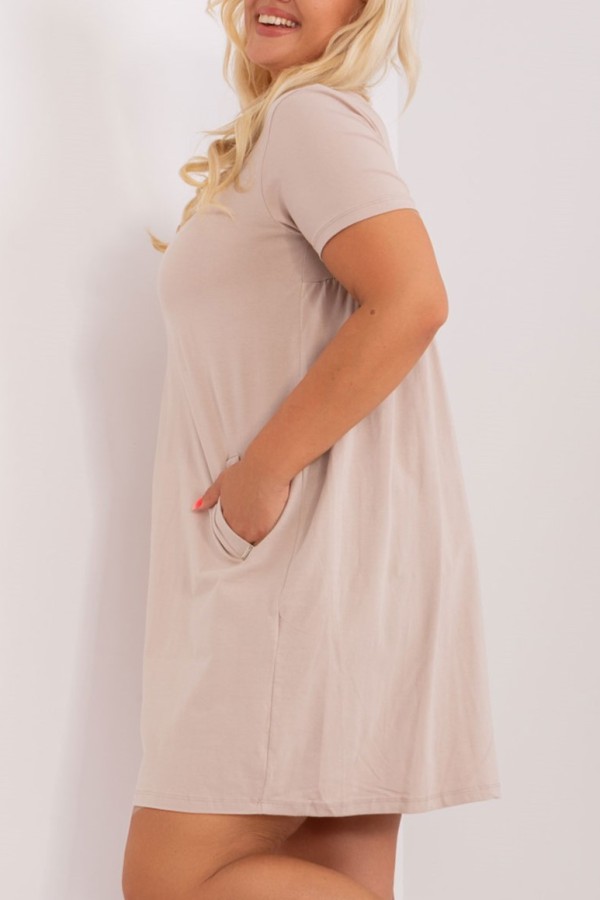 Sukienka dresowa tunika w kolorze beżowym kieszenie Kayle 6