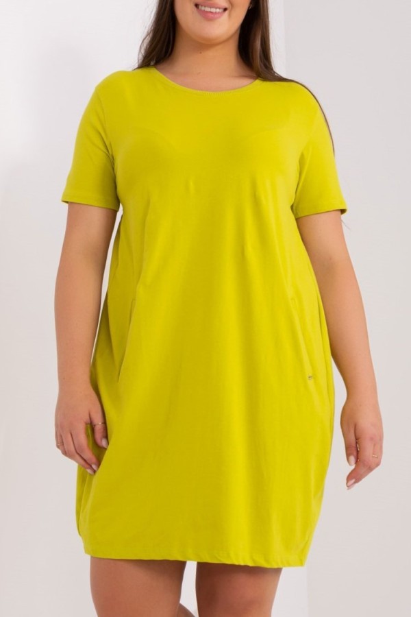 Sukienka dresowa tunika w kolorze limonkowym kieszenie Kayle