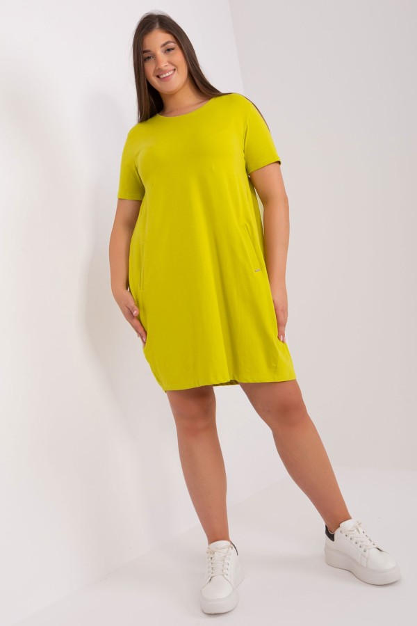Sukienka dresowa tunika w kolorze limonkowym kieszenie Kayle 1