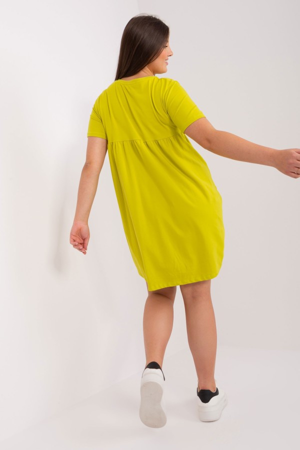 Sukienka dresowa tunika w kolorze limonkowym kieszenie Kayle 3
