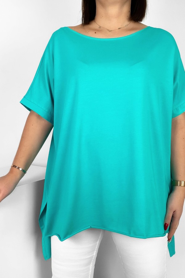 Bluzka damska oversize w kolorze miętowym dłuższy tył gładka Marsha 1